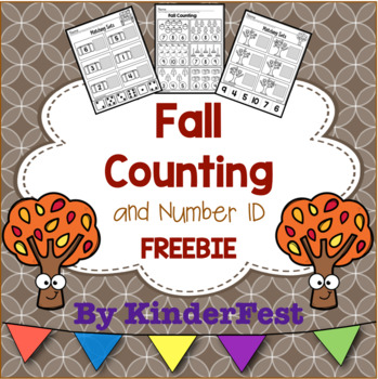 Preview of Fall Counting and Number Identification FREEBIE
