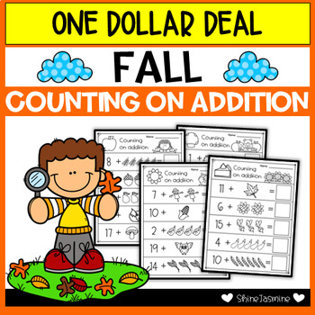 Preview of Fall Counting on Addition Worksheets - Numbers 1 to 20 - ONE DOLLAR DEAL