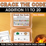 Fall Crack the Code Math Task Cards Addition within 20 Practice Math ...