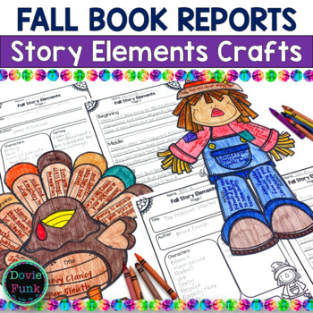 Preview of Fall Craft Activities Scarecrow and Turkey - Book Report Templates