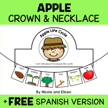 Preview of Apple Life Cycle Activity Crown and Necklace Crafts + FREE Spanish