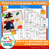 Fall Language Activities & Craft | Fall Speech Therapy Worksheets