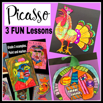 Preview of Fall Crafts Picasso Style: Pumpkin, Turkey, Portraits. Thanksgiving Art Bundle