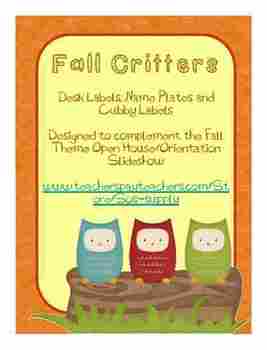 Fall Critter Desk/Cubby Labels and Name Plates