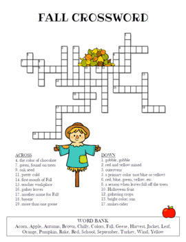 Fall Crossword Puzzle (Color and BW versions) by Celebration Station