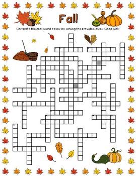 Fall Crossword Puzzle (40 Clues) by LaRue Learning Products | TpT