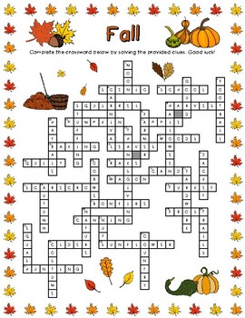 Fall Crossword Puzzle (40 Clues) by LaRue Learning Products TPT