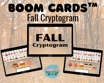 Preview of Fall Cryptogram Typing Boom Cards; Occupational Therapy; Visual Perception