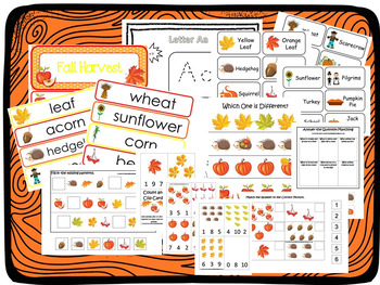 g Worksheets flashcards No Prep Fall themed Preschool Daycare Curriculum Set 