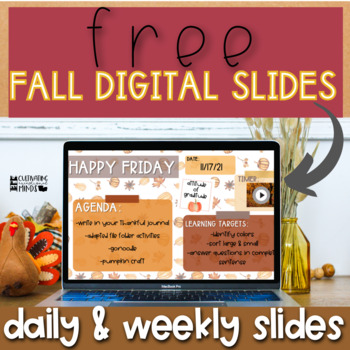 Preview of Fall Daily Agenda Google Slides Template | Daily Agenda Thanksgiving | November