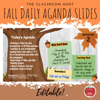 Preview of Fall Daily Agenda Slides