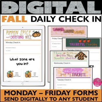 Preview of Fall Daily Check In For Social Emotional Learning for Google Forms students SEL