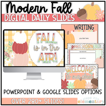 Preview of Fall Daily Slides | Modern Fall Themed | Classroom Management - Editable!