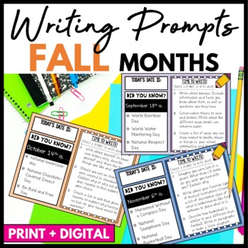 Preview of Fall 3rd 4th 5th Grade Daily Writing Prompts, Sentence & Paragraph Writing