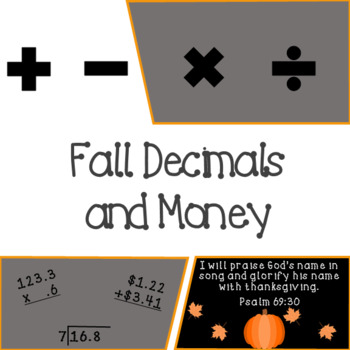 Preview of Fall Decimals and Money
