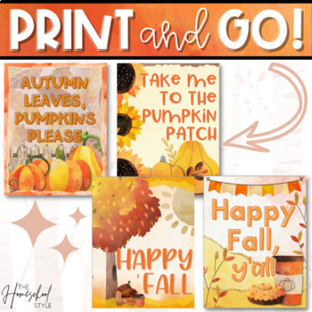 Fall Decor Classroom Posters and Quotes WATERCOLOR Theme | TpT