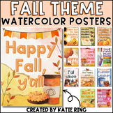 Fall Decor Classroom Posters and Quotes WATERCOLOR Theme