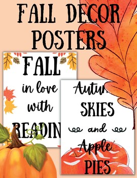 Fall Decor Posters with Pumpkins Leaves Scarecrows Apples Bats | TPT