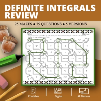 Preview of Fall: Definite Integrals REVIEW Maze Activity