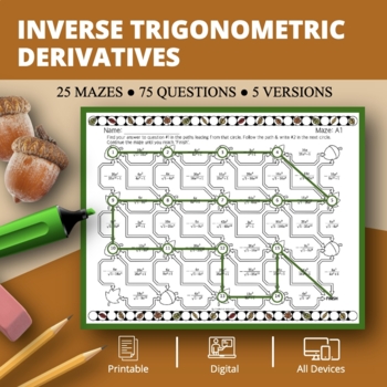 Preview of Fall: Derivatives Inverse Trigonometric Maze Activity