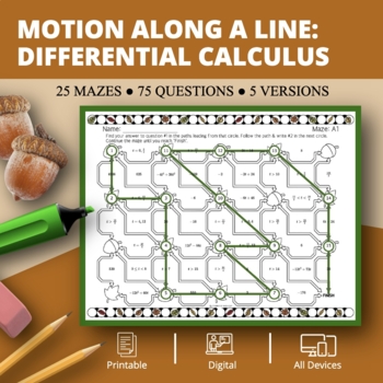 Preview of Fall: Derivatives Motion Along a Line Maze Activity