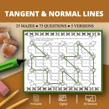 Preview of Fall: Derivatives Tangent & Normal Lines Maze Activity