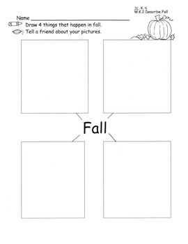 Preview of Fall Descriptive Writing Speaking Graphic Organizer Draw and Write with Plans