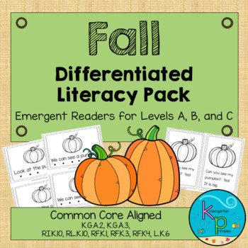Preview of Fall Differentiated Literacy Pack - Emergent Readers for Levels A, B, & C