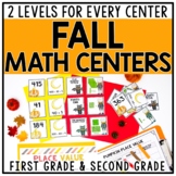 Fall Differentiated Math Centers for 1st & 2nd Grade