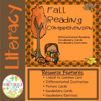 Preview of Fall Differentiated Reading Comprehension VocabularyCards Activities Worksheets