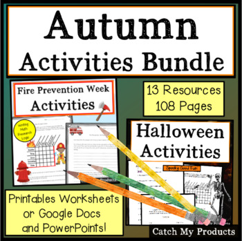 Preview of Fall Digital Activities Worksheets and PowerPoints for Screen Sharing