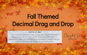 Preview of Fall Digital Decimal Drag and Drop Activity