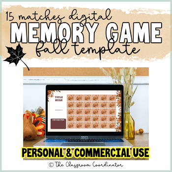 Preview of Fall Digital Memory Game Template Google Slides Digital Resource