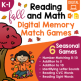 Fall Digital Reading and Math Memory Games | K-1 | Google 