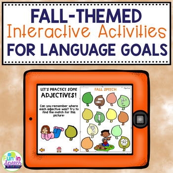Preview of Fall Digital Speech Therapy Activities for Language Teletherapy