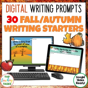 Preview of Fall Digital Writing Prompts for Google Classroom | Quick Writes