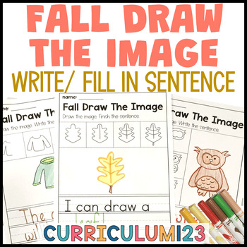 Preview of Fall Directed Drawing Autumn Draw and Write Kindergarten Activities