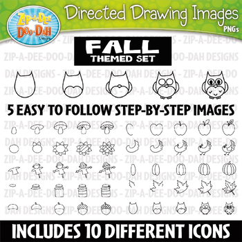 Preview of Fall Directed Drawing Images Clipart Set {Zip-A-Dee-Doo-Dah Designs}