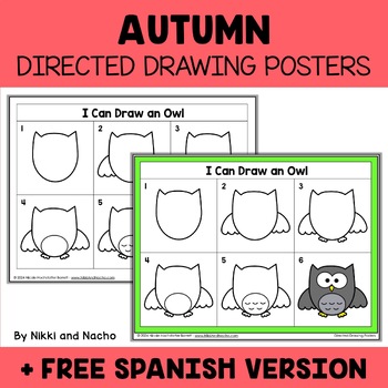 Preview of Fall Directed Drawing Posters + FREE Spanish