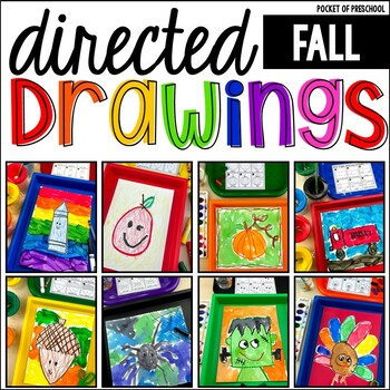 Preview of Fall Directed Drawings (Fall, School, Halloween, & Thanksgiving)