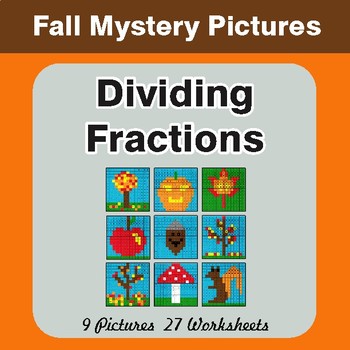 Fall: Dividing Fractions - Color-By-Number Math Mystery Pictures