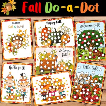Fall Time Activities - Do-A-Dot Coloring Pages - Dot Marker Activity Sheets