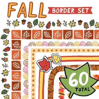 Preview of Fall Clipart Borders - Autumn Leaf, Thanksgiving Doodle Clip Art Frames