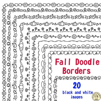Preview of Fall Doodle Borders Clipart