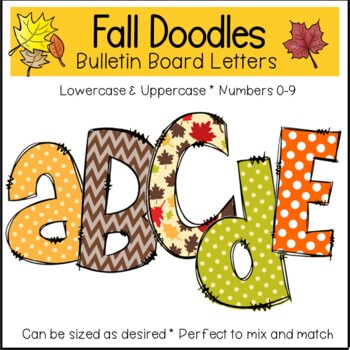 Preview of Fall Doodle Letters Set 1 * Bulletin Board Alphabet & Numbers Decor Set