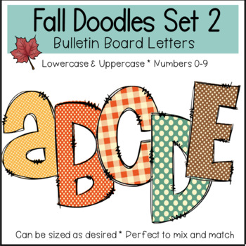 Preview of Fall Doodle Letters Set 2 * Bulletin Board Alphabet & Number Decor Set