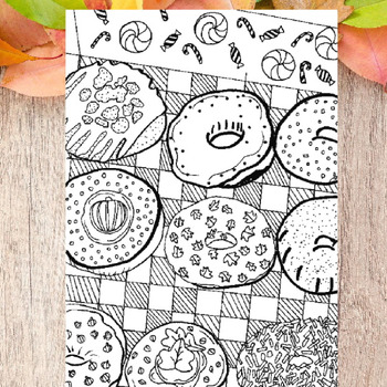 Preview of Fall Doughnuts Coloring Book Page For Teens and Adults