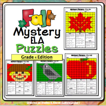 Preview of 4th Grade Fall ELA Color by Code Mystery Pictures: Fourth Grade ELA Skills