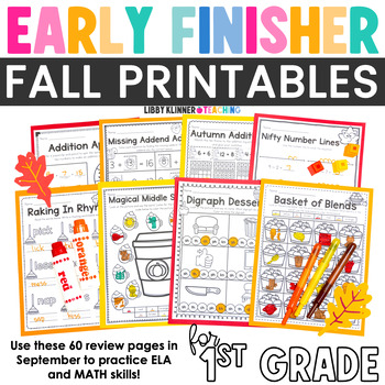 Preview of Fall Early Finishers - Print & Go Review Pages for 1st Grade