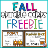 Fall Editable Cards- FREEBIE